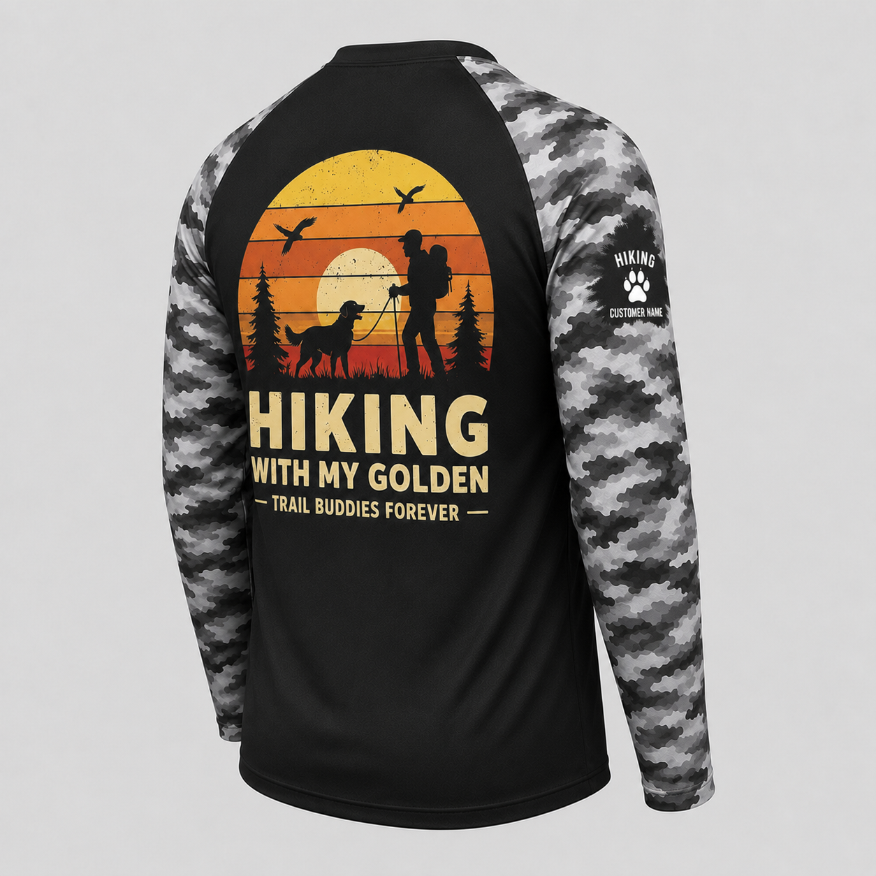 Custom Golden Retriever Hiking Shirt – Hiking With My Golden Long Sleeve Sun Shirt