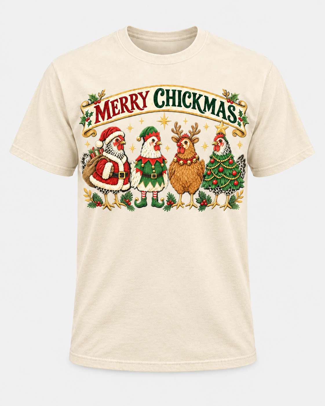 Merry Chickmas Christmas Chicken Comfort Colors T-Shirt, Funny Holiday Chicken Tee, Christmas Chicken Lover Gift