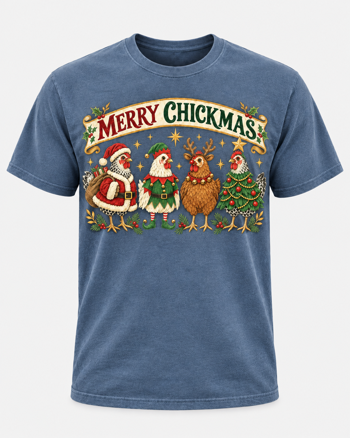 Merry Chickmas Christmas Chicken Comfort Colors T-Shirt, Funny Holiday Chicken Tee, Christmas Chicken Lover Gift