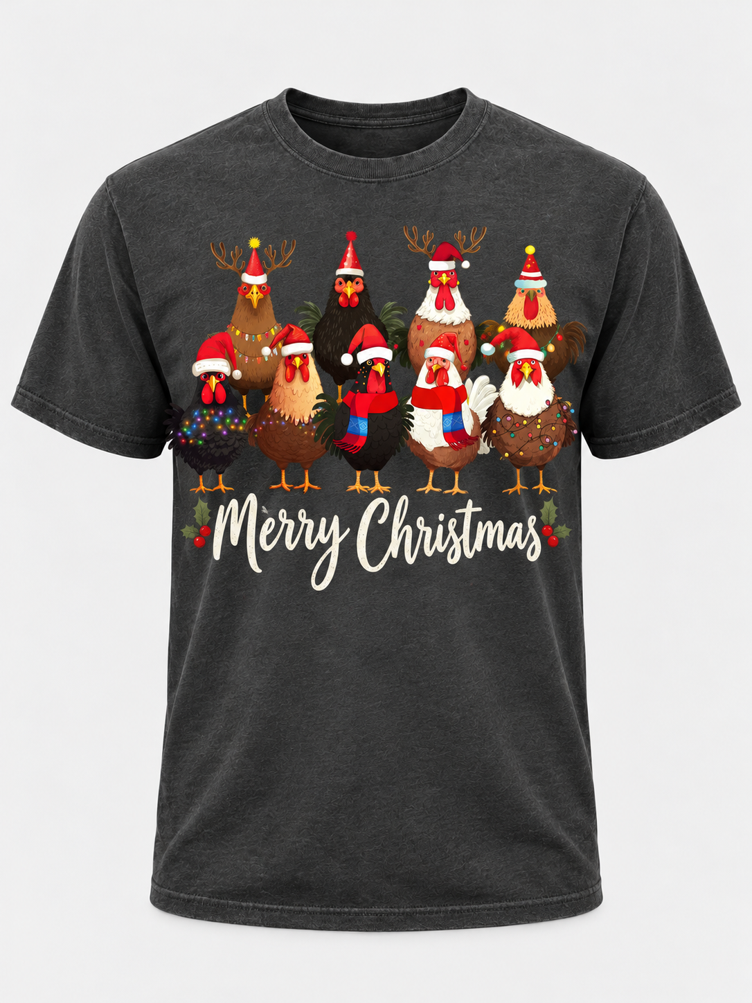Merry Christmas Chicken Shirt, Funny Holiday Chicken Flock Tee, Christmas Hen & Rooster Gift - T-Shirt Comfort Colors