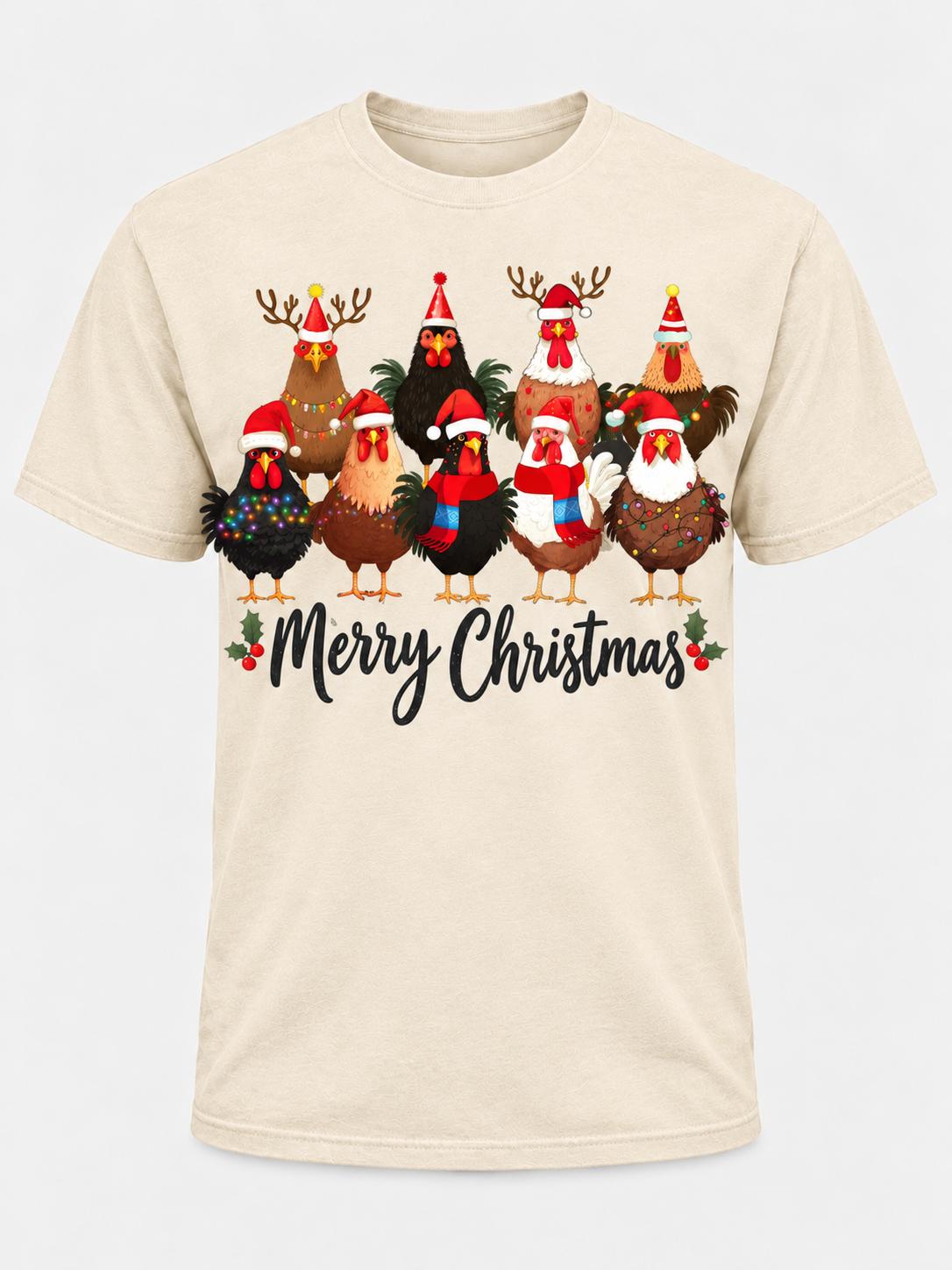 Merry Christmas Chicken Shirt, Funny Holiday Chicken Flock Tee, Christmas Hen & Rooster Gift - T-Shirt Comfort Colors