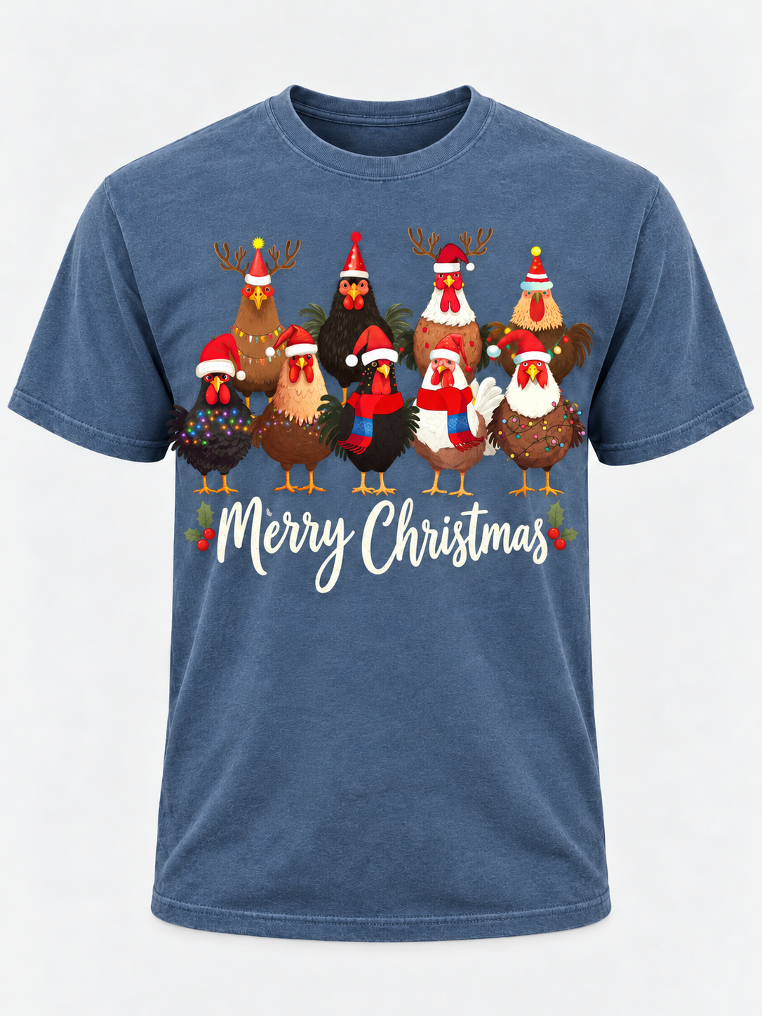 Merry Christmas Chicken Shirt, Funny Holiday Chicken Flock Tee, Christmas Hen & Rooster Gift - T-Shirt Comfort Colors