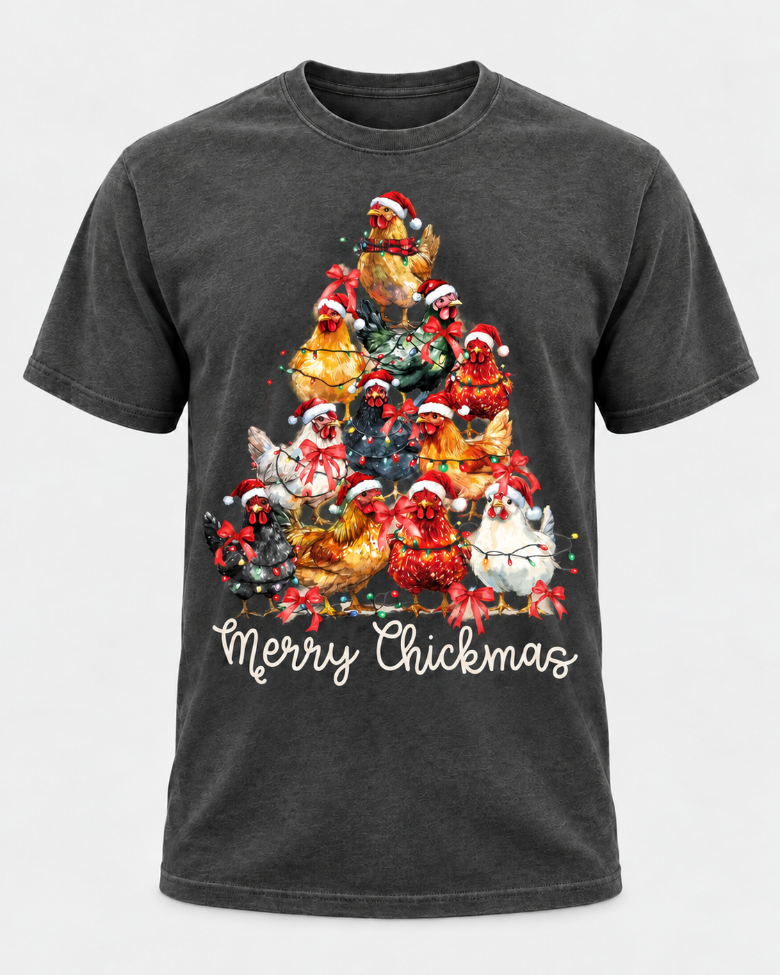 Merry Chickmas Christmas Chicken Shirt, Chicken Christmas Tree Tee, Funny Holiday Hen Lover Gift - T-Shirt Comfort Colors