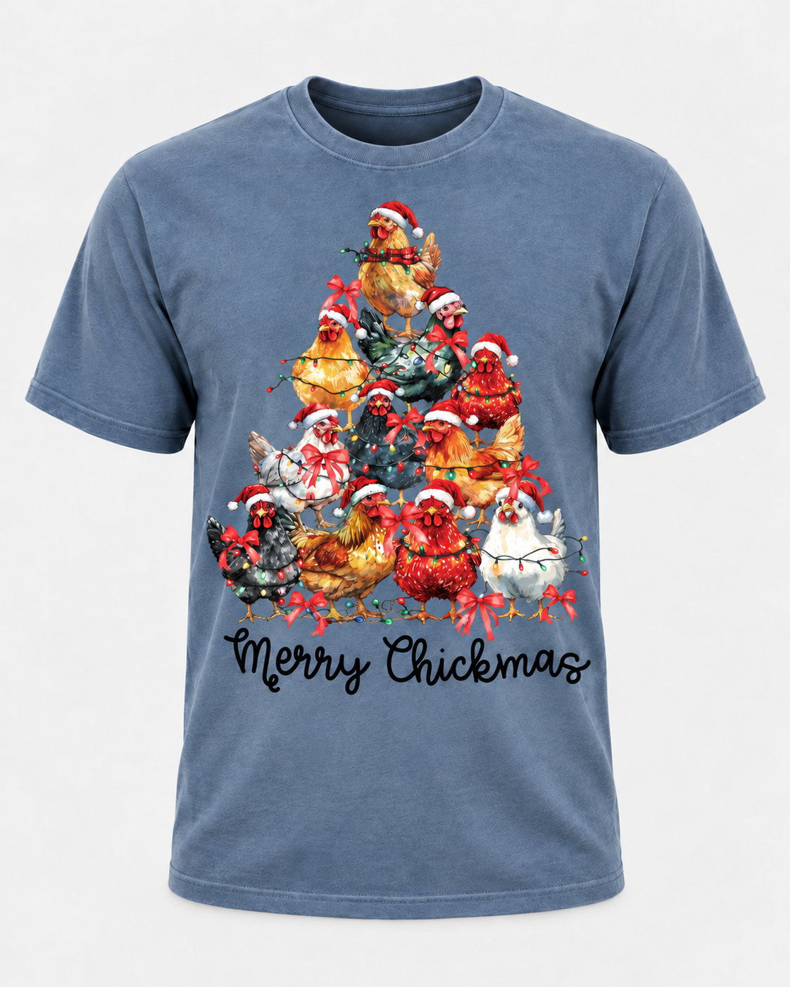 Merry Chickmas Christmas Chicken Shirt, Chicken Christmas Tree Tee, Funny Holiday Hen Lover Gift - T-Shirt Comfort Colors
