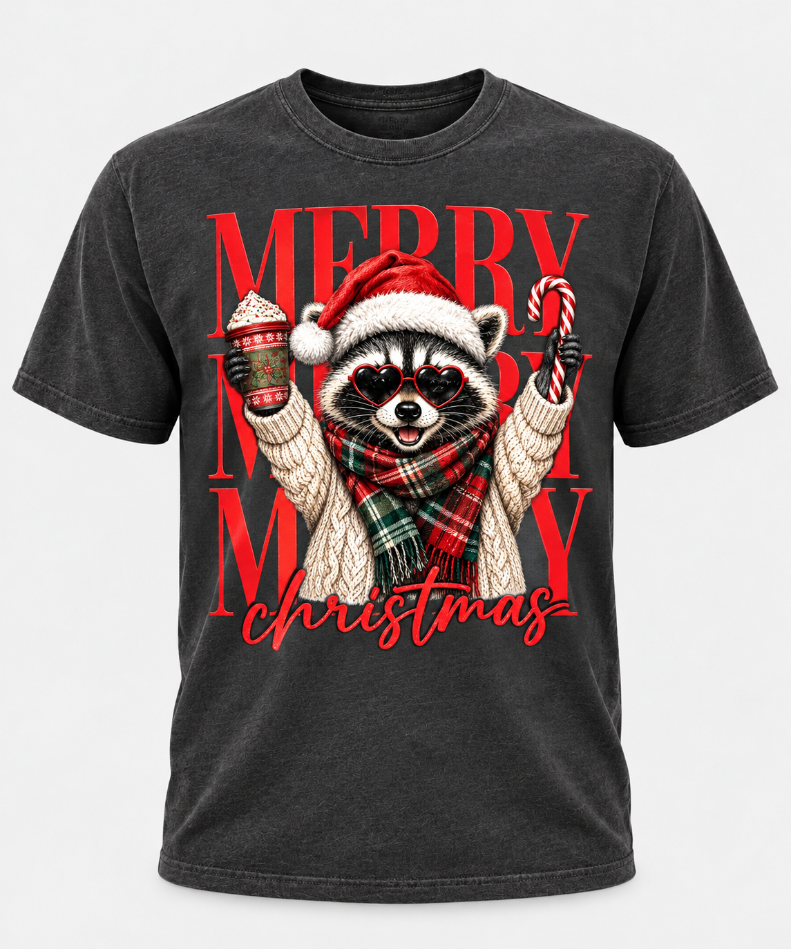 Merry Christmas Raccoon Comfort Colors T-Shirt, Cute Holiday Raccoon Tee, Funny Christmas Animal Lover Shirt