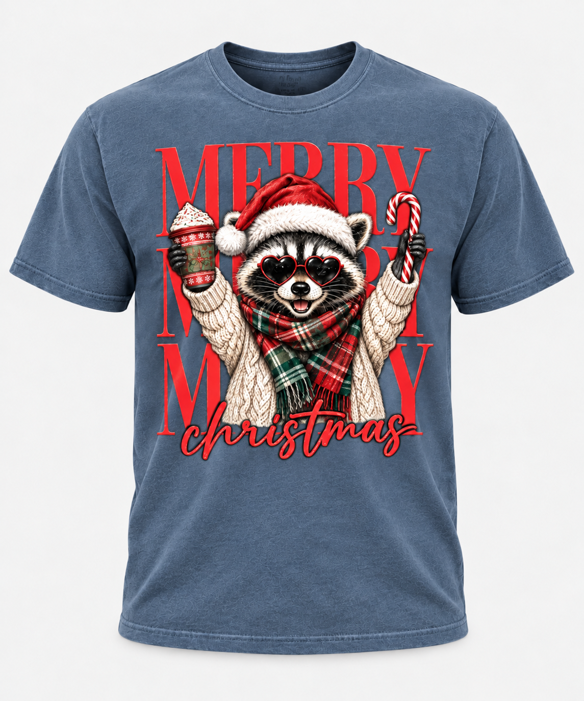 Merry Christmas Raccoon Comfort Colors T-Shirt, Cute Holiday Raccoon Tee, Funny Christmas Animal Lover Shirt