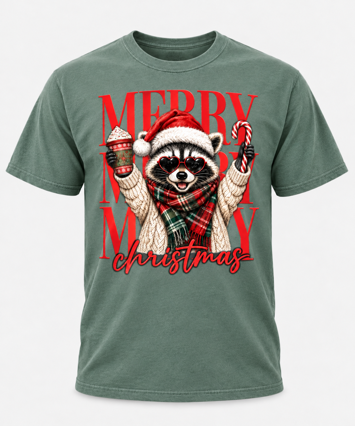 Merry Christmas Raccoon Comfort Colors T-Shirt, Cute Holiday Raccoon Tee, Funny Christmas Animal Lover Shirt