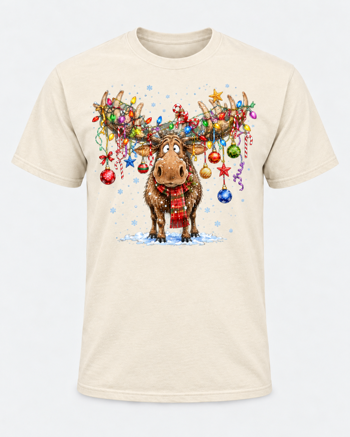 Christmas Moose Shirt, Funny Moose Christmas Lights Tee, Festive Reindeer Holiday Gift - T-Shirt Comfort Colors