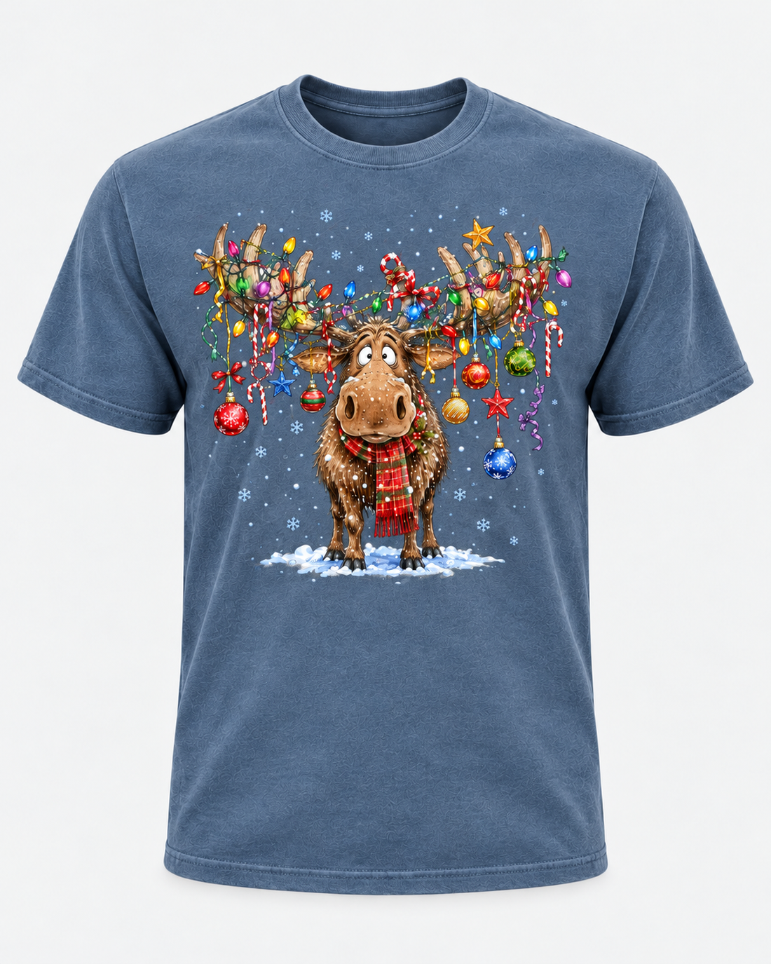 Christmas Moose Shirt, Funny Moose Christmas Lights Tee, Festive Reindeer Holiday Gift - T-Shirt Comfort Colors