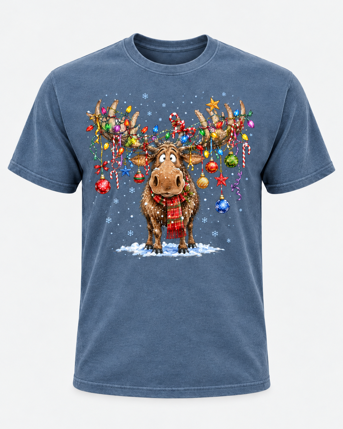 Christmas Moose Shirt, Funny Moose Christmas Lights Tee, Festive Reindeer Holiday Gift - T-Shirt Comfort Colors