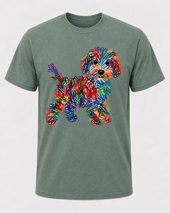 Colorful Doodle Dog Shirt, Abstract Rainbow Puppy Tee, Cute Dog Lover Gift - T-Shirt Comfort Colors