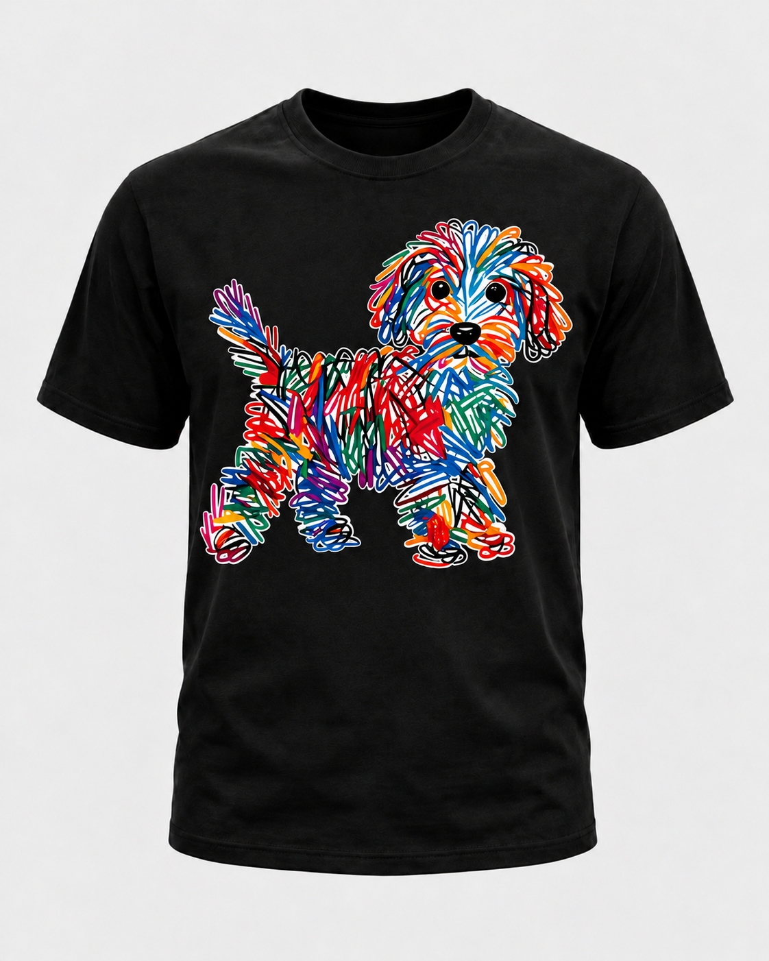Colorful Doodle Dog Shirt, Abstract Rainbow Puppy Tee, Cute Dog Lover Gift - T-Shirt Comfort Colors