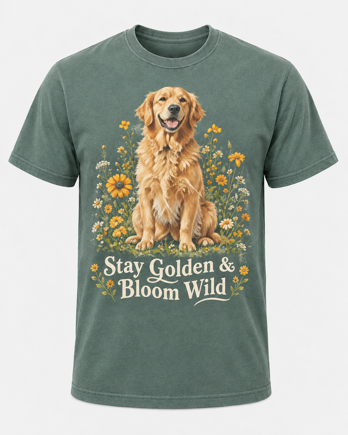 Stay Golden & Bloom Wild Golden Retriever Comfort Colors T-Shirt, Floral Dog Lover Tee, Cute Golden Retriever Gift Shirt