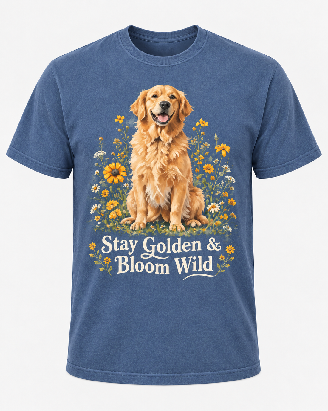 Stay Golden & Bloom Wild Golden Retriever Comfort Colors T-Shirt, Floral Dog Lover Tee, Cute Golden Retriever Gift Shirt