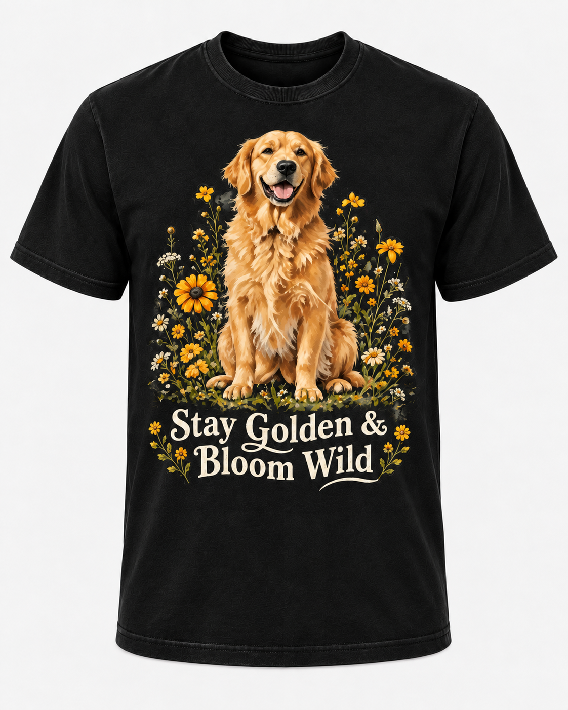 Stay Golden & Bloom Wild Golden Retriever Comfort Colors T-Shirt, Floral Dog Lover Tee, Cute Golden Retriever Gift Shirt